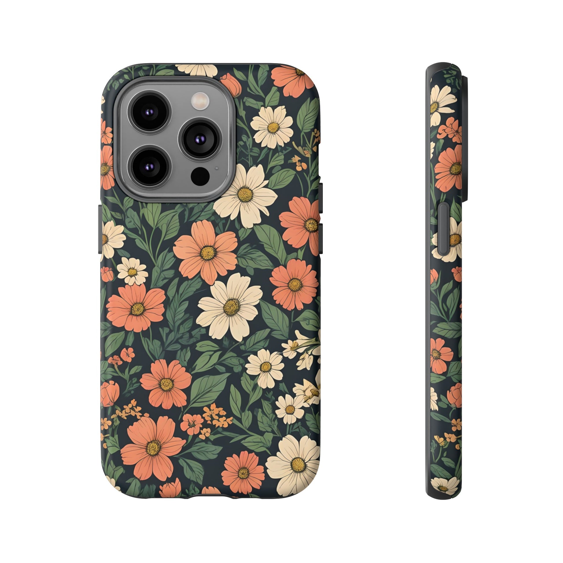 Orange & White Floral Phone Case - Elegant Protection for iPhone, Samsung, and Google Phones, Phone Case, JSCHAFFA.com