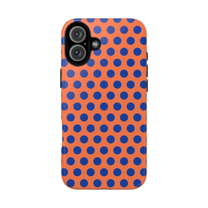 Orange & Blue Polkadot Tough Phone Case for iPhone, Samsung, and Google Phones