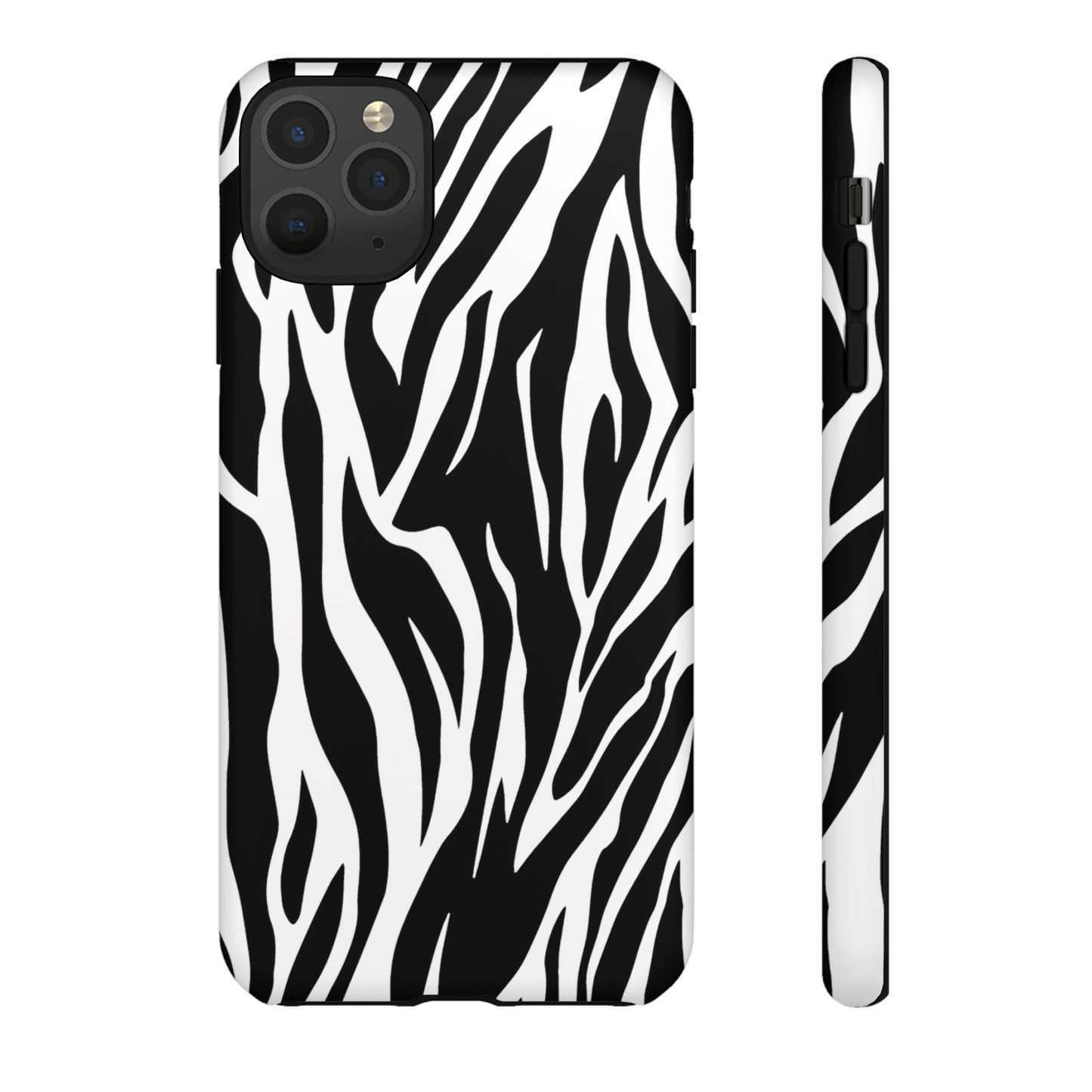 Black White Tiger Print Tough Case Cover for iPhone Samsung and Google phones., Phone Case, JSCHAFFA.com