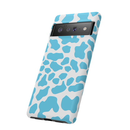 Blue Cow print phone case iPhone Samsung Google, Phone Case, JSCHAFFA.com