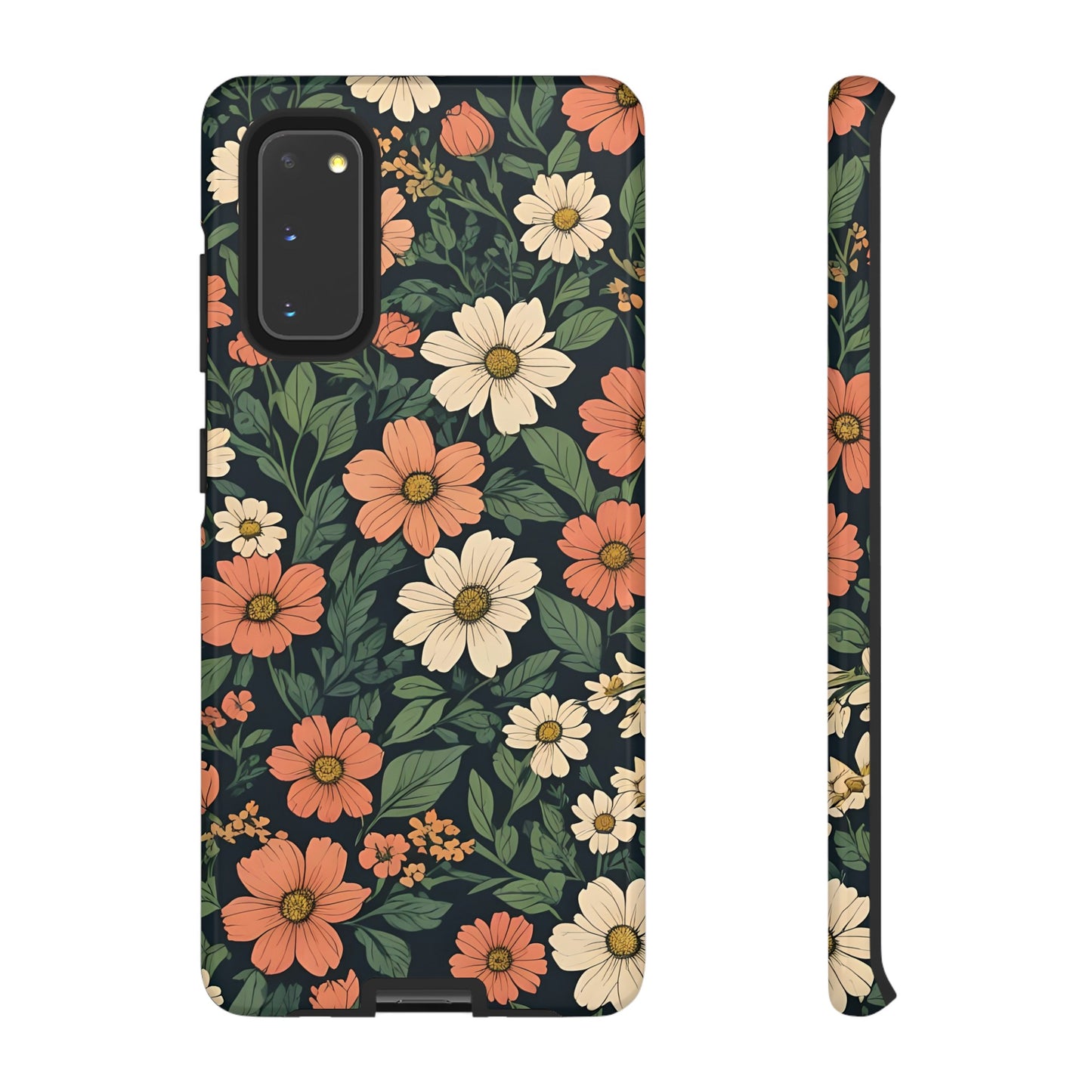 Orange & White Floral Phone Case - Elegant Protection for iPhone, Samsung, and Google Phones, Phone Case, JSCHAFFA.com