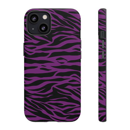 Purple Black Tiger print tough phone case, Phone Case, JSCHAFFA.com