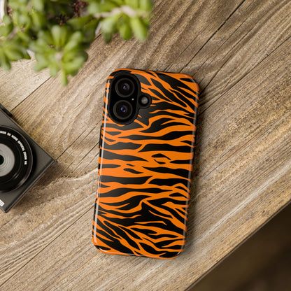 Orange Cute Wild Tiger Print Pattern Tough Phone Case.