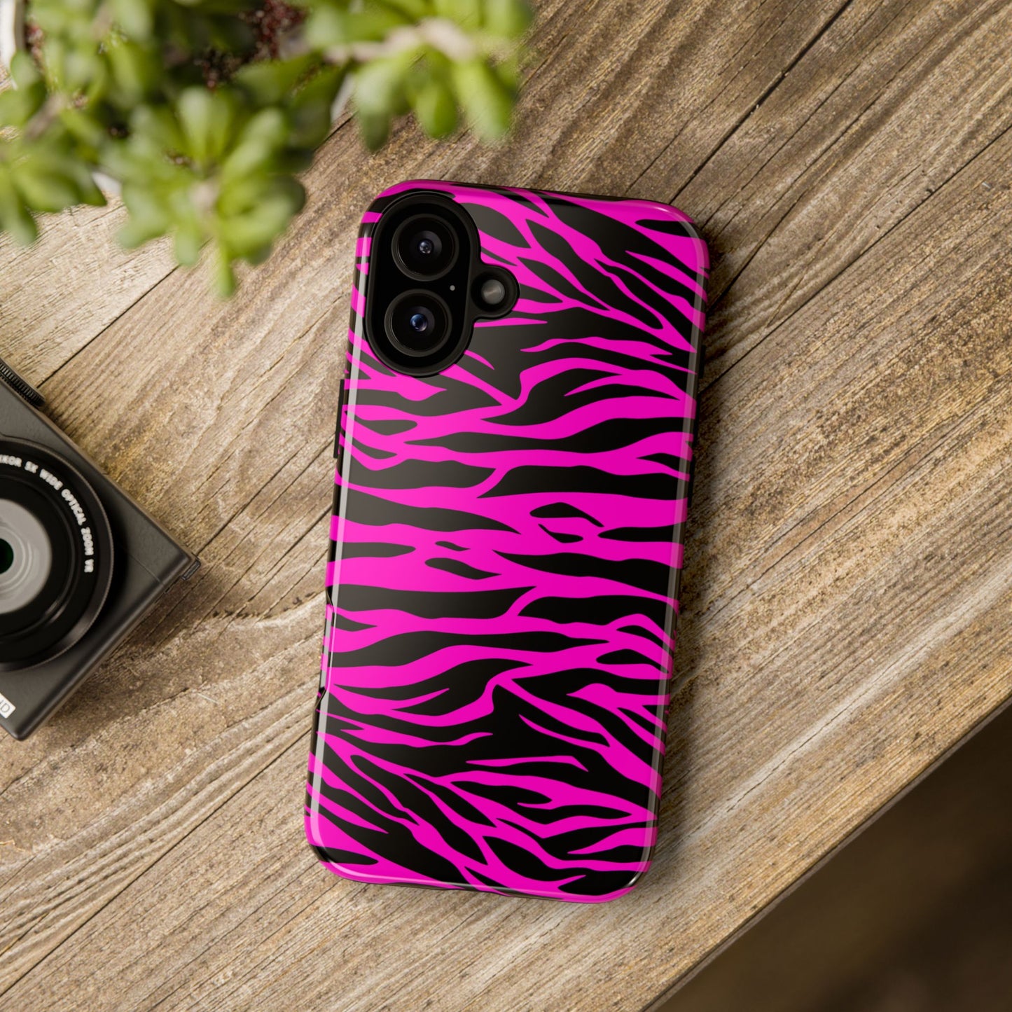 Pink Phone Case Tough Tiger Print