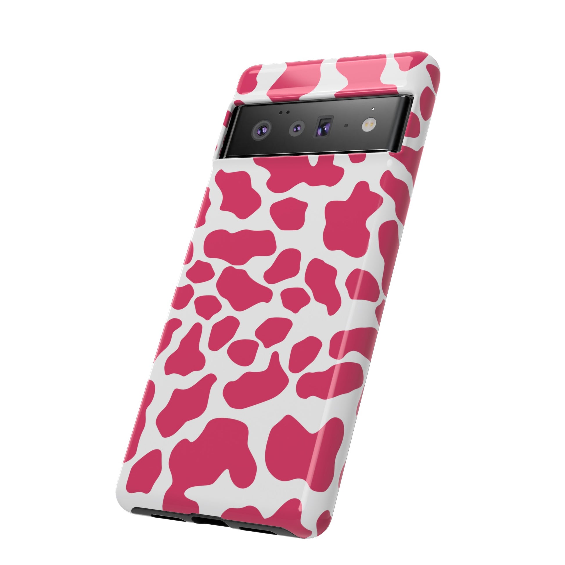 Pink Cow Print Cellphone Case iPhone Samsung Google, Phone Case, JSCHAFFA.com