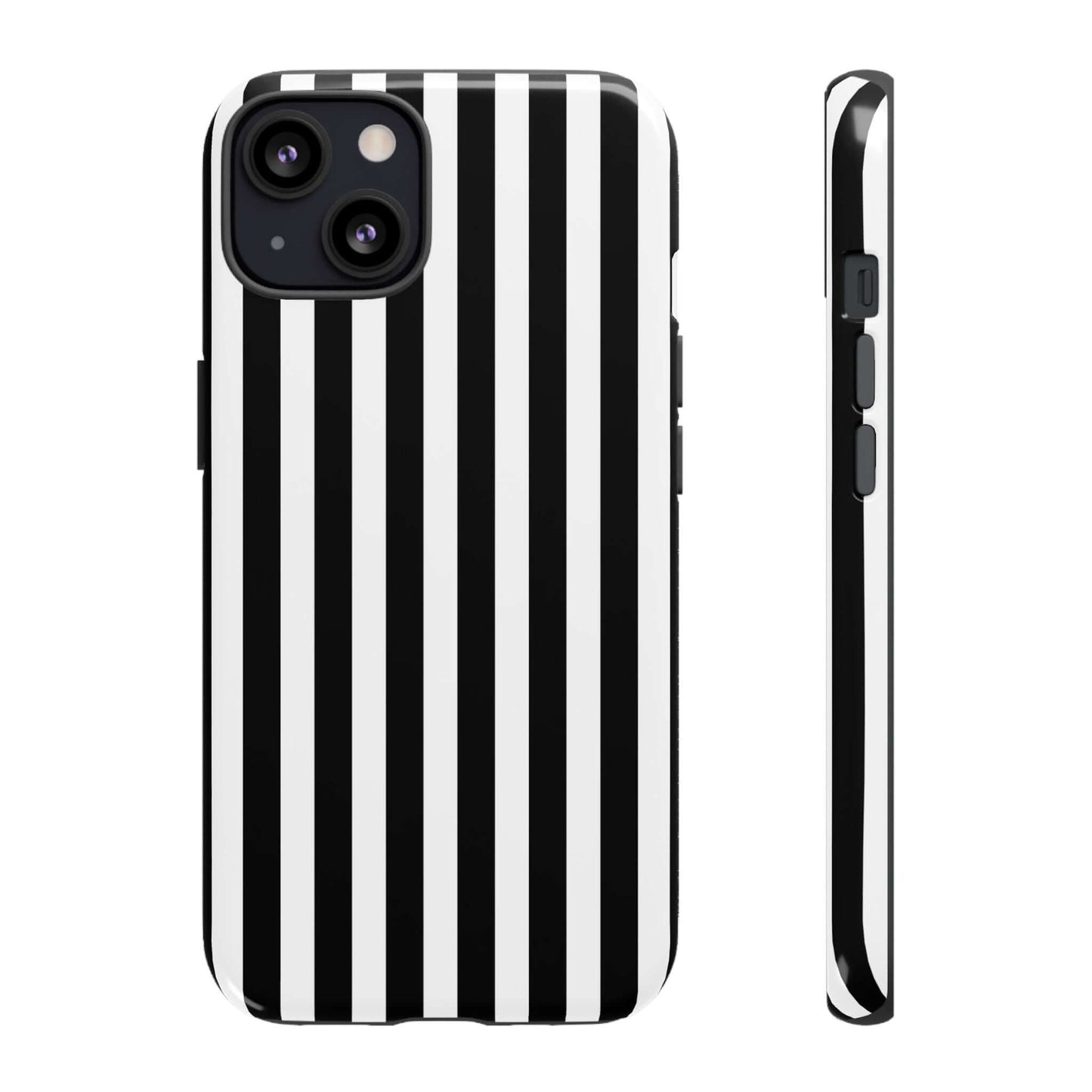 Black & White Horizontal Stripe Tough Phone Case for iPhone, Samsung, and Google Phones