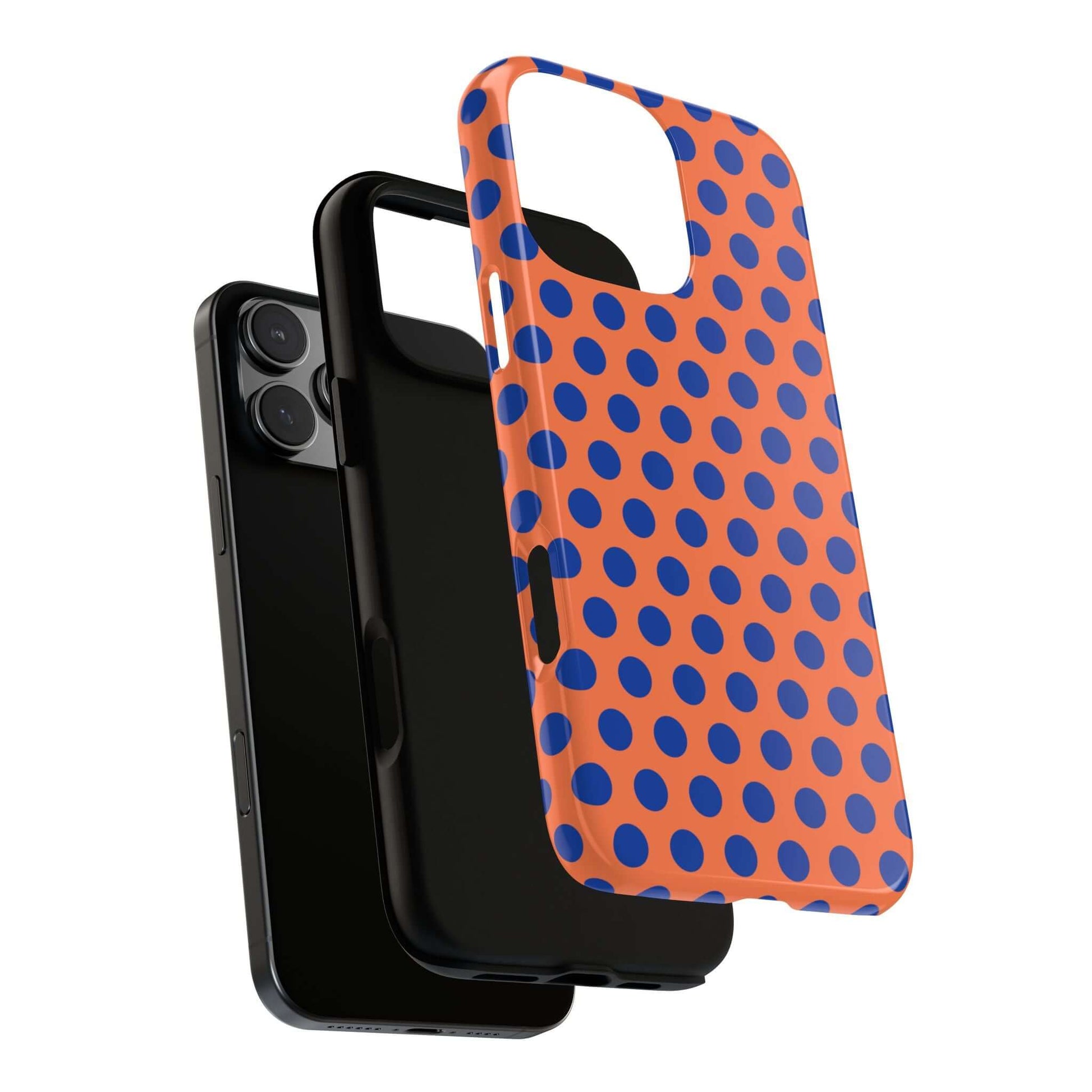 Orange & Blue Polkadot Tough Phone Case for iPhone, Samsung, and Google Phones