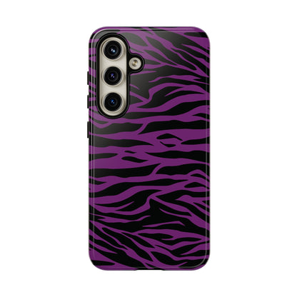 Purple Black Tiger print tough phone case, Phone Case, JSCHAFFA.com