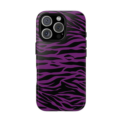 Purple Black Tiger print tough phone case