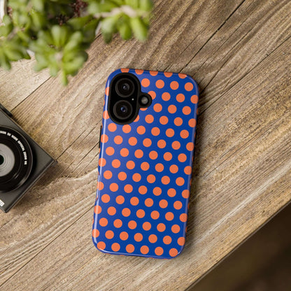 Cobalt Blue & Coral Polka dot Tough Case for iPhone, Samsung, Google