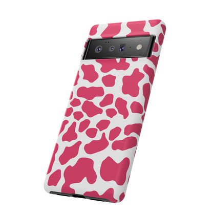 Pink Cow Print Cellphone Case iPhone Samsung Google, Phone Case, JSCHAFFA.com