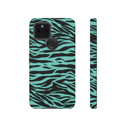 Aqua Cute Wild Tiger Print Pattern Tough Phone Case, Phone Case, JSCHAFFA.com