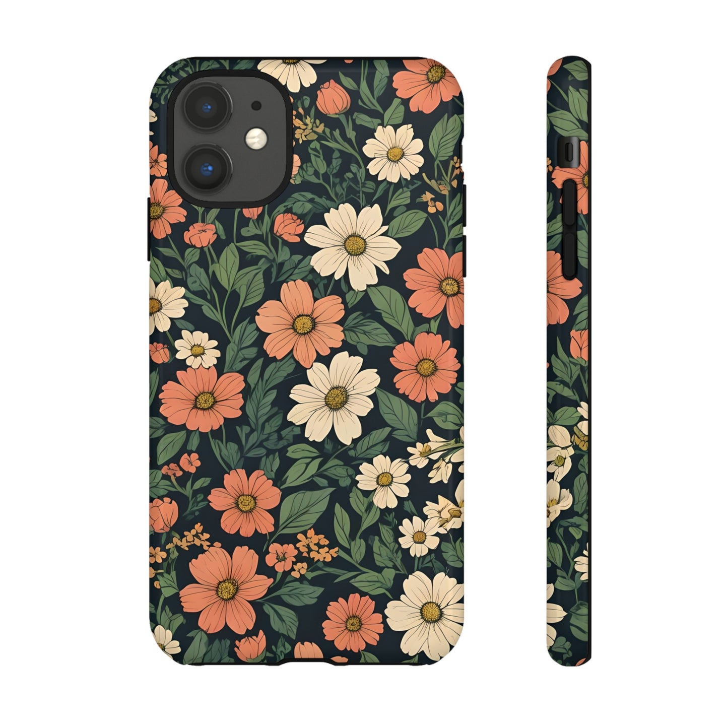 Orange & White Floral Phone Case - Elegant Protection for iPhone, Samsung, and Google Phones, Phone Case, JSCHAFFA.com