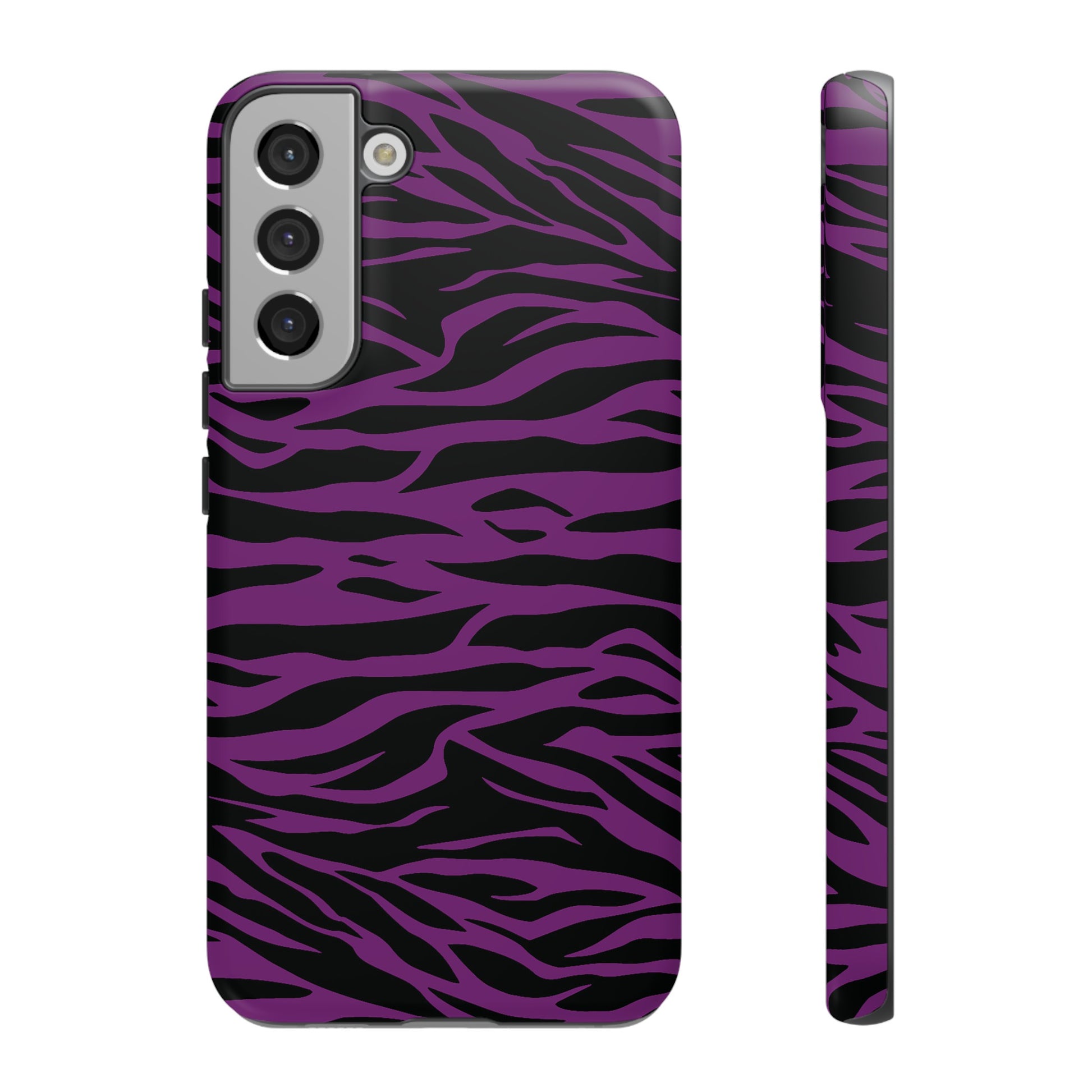 Purple Black Tiger print tough phone case, Phone Case, JSCHAFFA.com