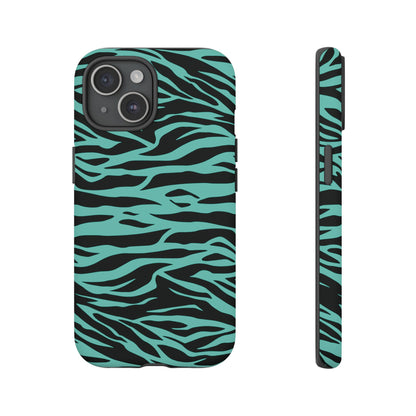 Aqua Cute Wild Tiger Print Pattern Tough Phone Case, Phone Case, JSCHAFFA.com