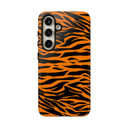 Orange Cute Wild Tiger Print Pattern Tough Phone Case.