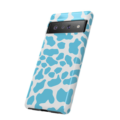 Blue Cow print phone case iPhone Samsung Google, Phone Case, JSCHAFFA.com