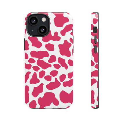 Pink Cow Print Cellphone Case iPhone Samsung Google, Phone Case, JSCHAFFA.com