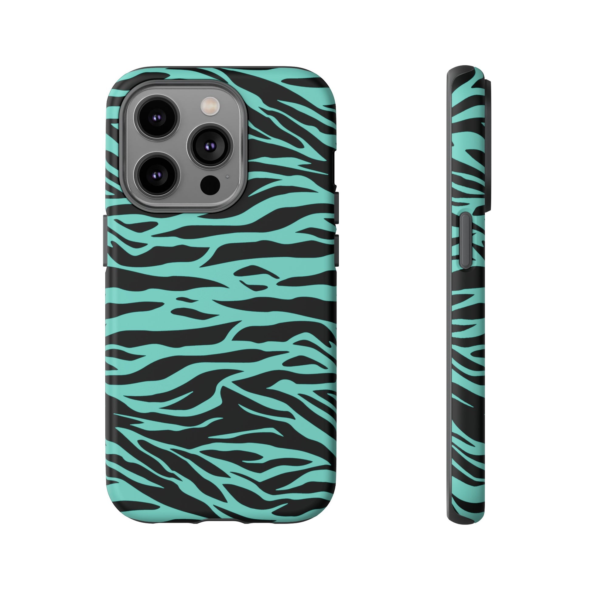 Aqua Cute Wild Tiger Print Pattern Tough Phone Case, Phone Case, JSCHAFFA.com