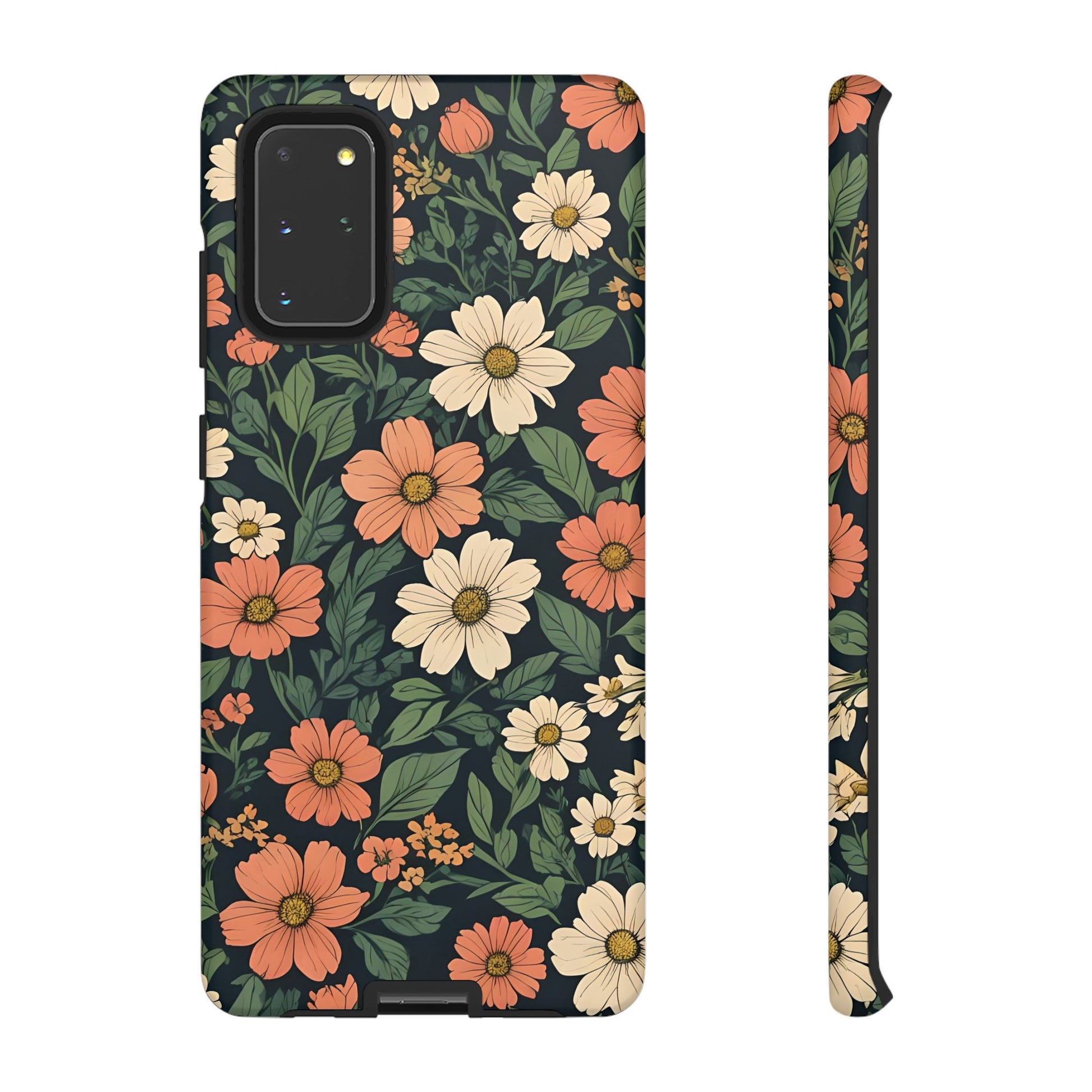 Orange & White Floral Phone Case - Elegant Protection for iPhone, Samsung, and Google Phones, Phone Case, JSCHAFFA.com