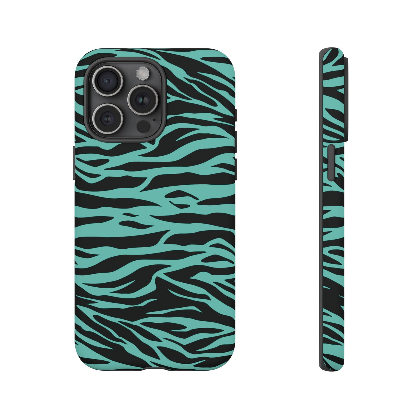 Aqua Cute Wild Tiger Print Pattern Tough Phone Case, Phone Case, JSCHAFFA.com