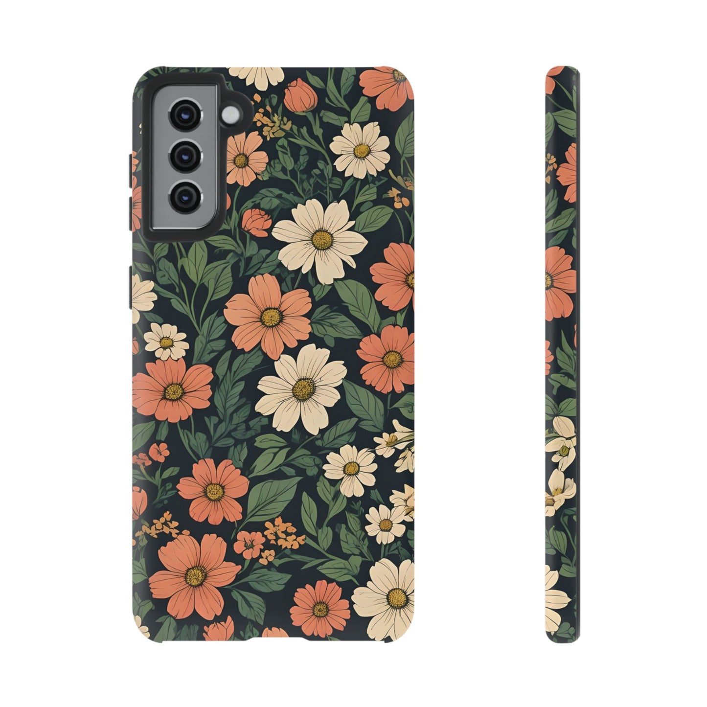 Orange & White Floral Phone Case - Elegant Protection for iPhone, Samsung, and Google Phones, Phone Case, JSCHAFFA.com