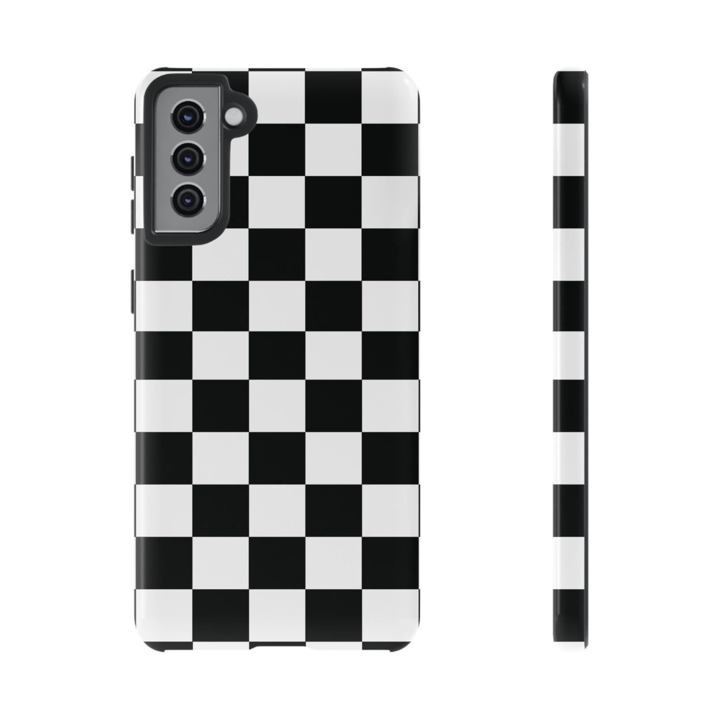 Checkered Tough Cases, Protective Phone Cover, High Gloss Black iPhone Case, Geometric Design, Strong Phone Shell, Phone Accessorie