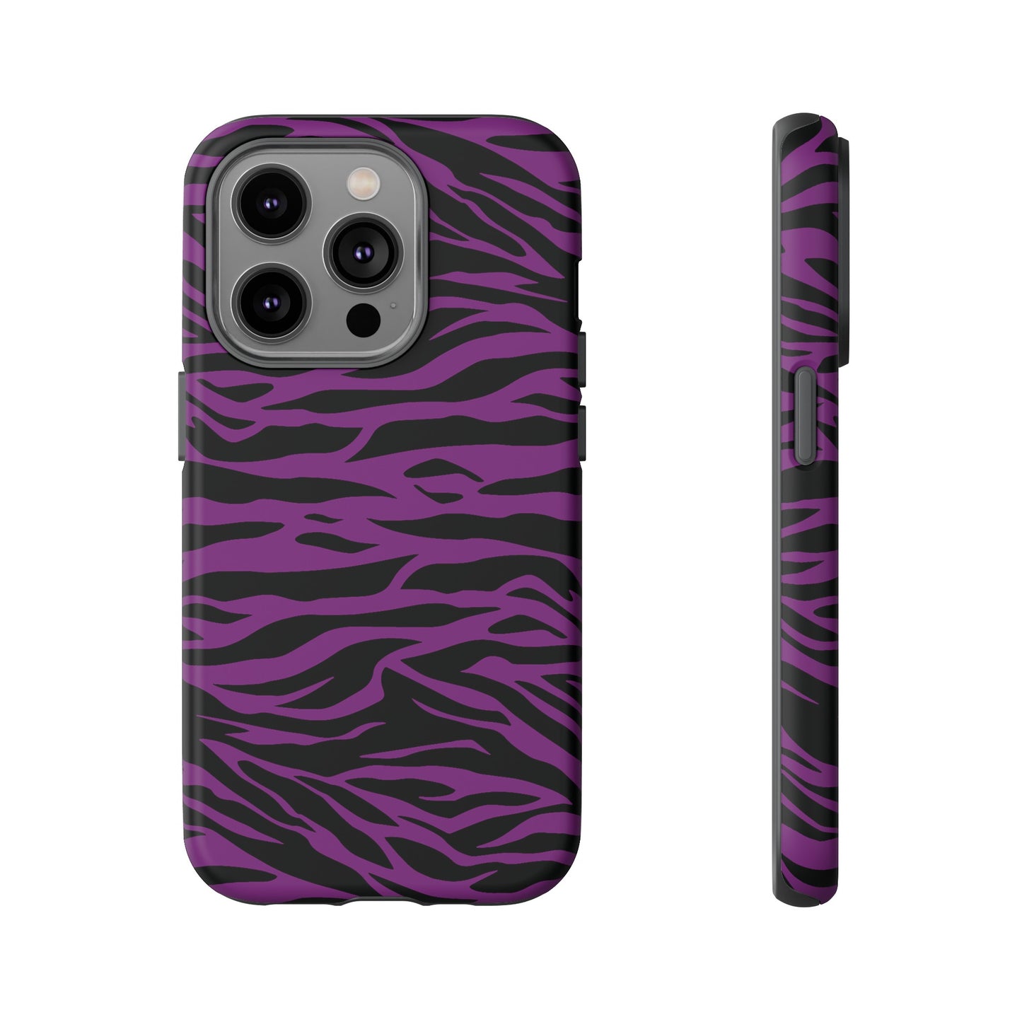 Purple Black Tiger print tough phone case, Phone Case, JSCHAFFA.com