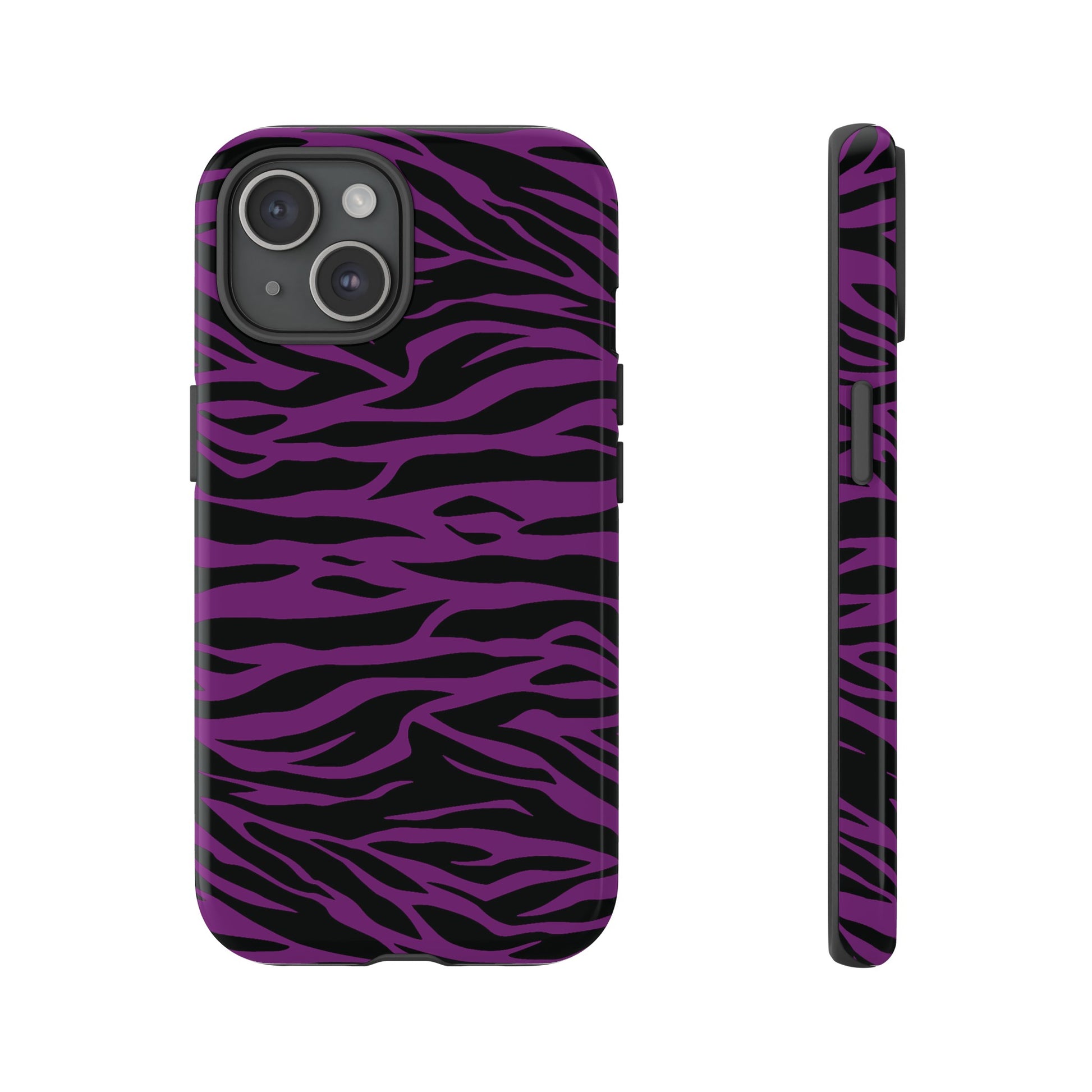 Purple Black Tiger print tough phone case, Phone Case, JSCHAFFA.com