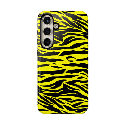 Yellow Cute Wild Tiger Print Pattern Tough Phone Case