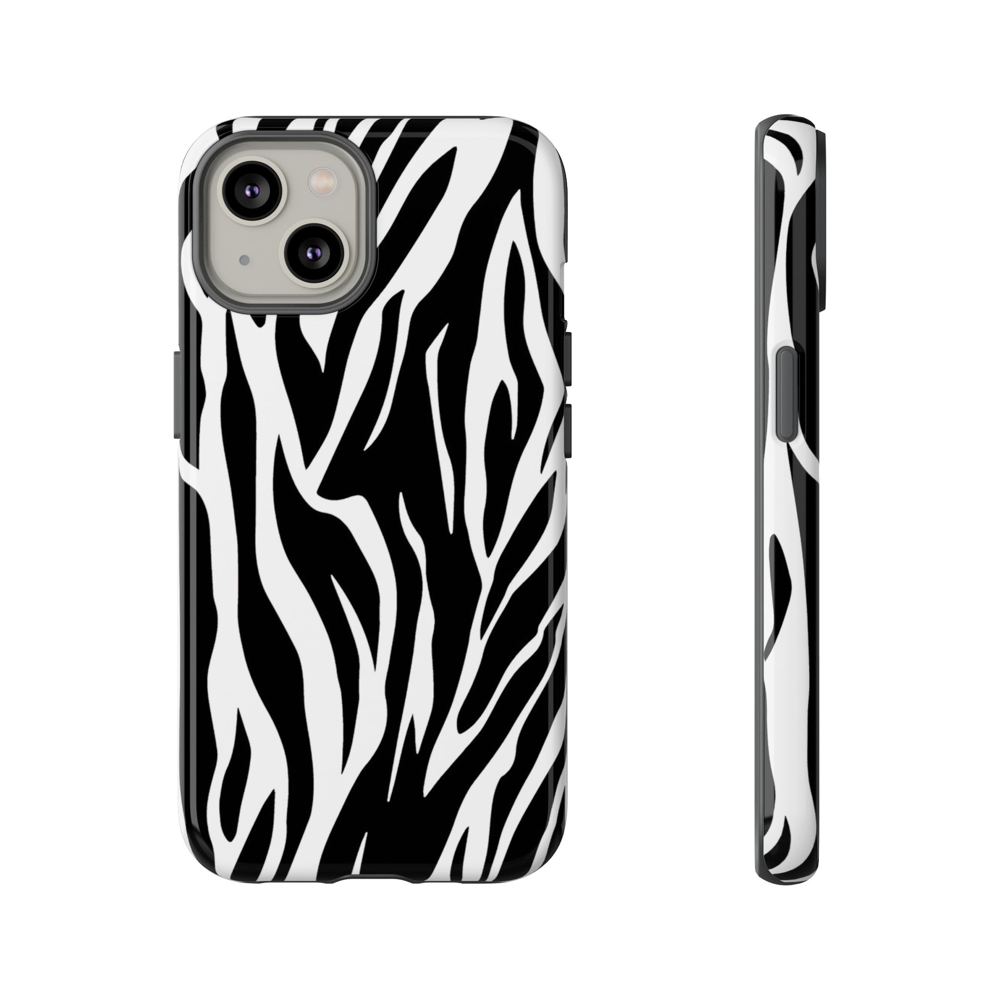 Black White Tiger Print Tough Case Cover for iPhone Samsung and Google phones., Phone Case, JSCHAFFA.com