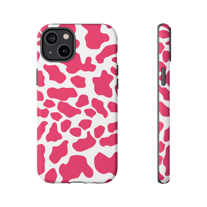 Pink Cow Print Cellphone Case iPhone Samsung Google, Phone Case, JSCHAFFA.com