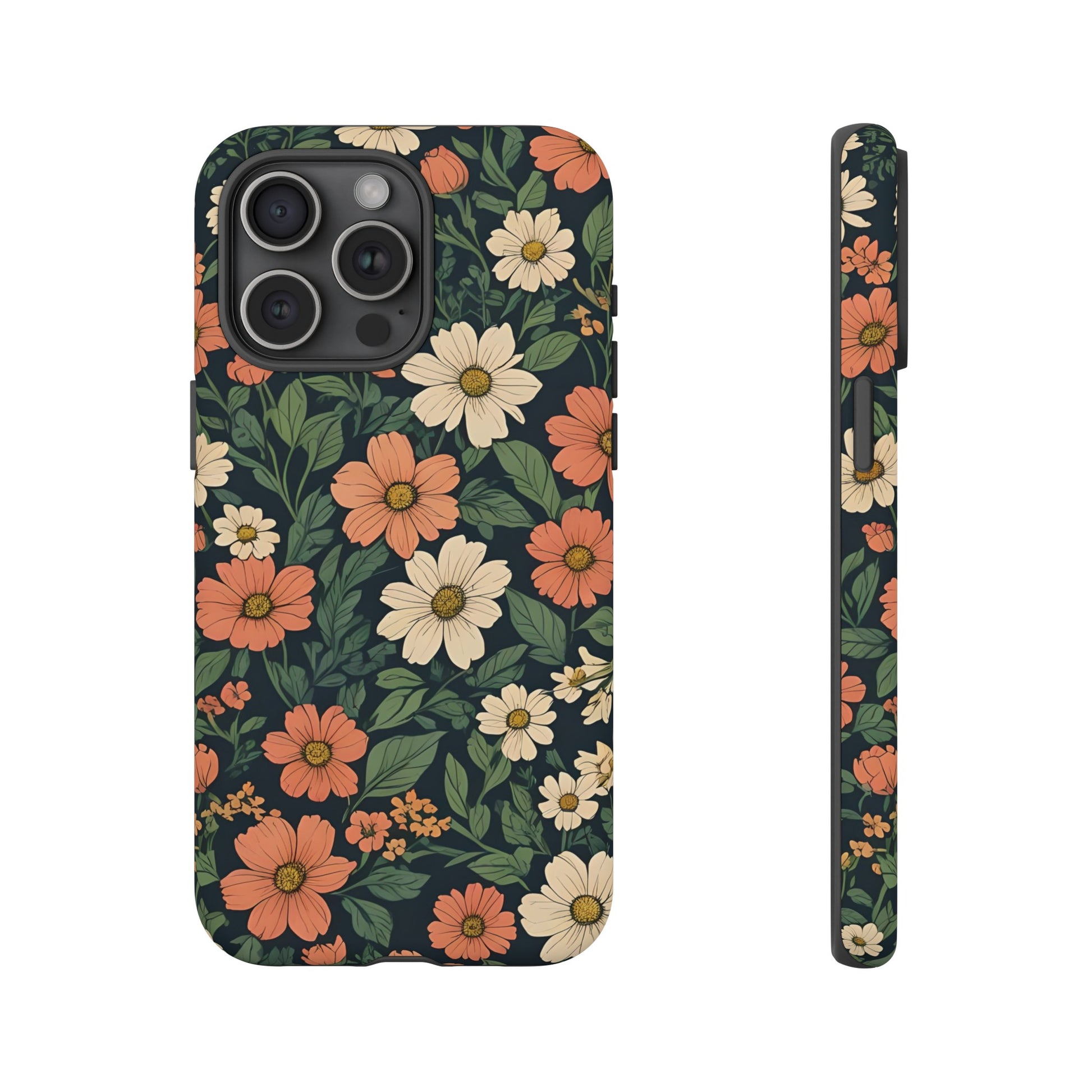 Orange & White Floral Phone Case - Elegant Protection for iPhone, Samsung, and Google Phones, Phone Case, JSCHAFFA.com