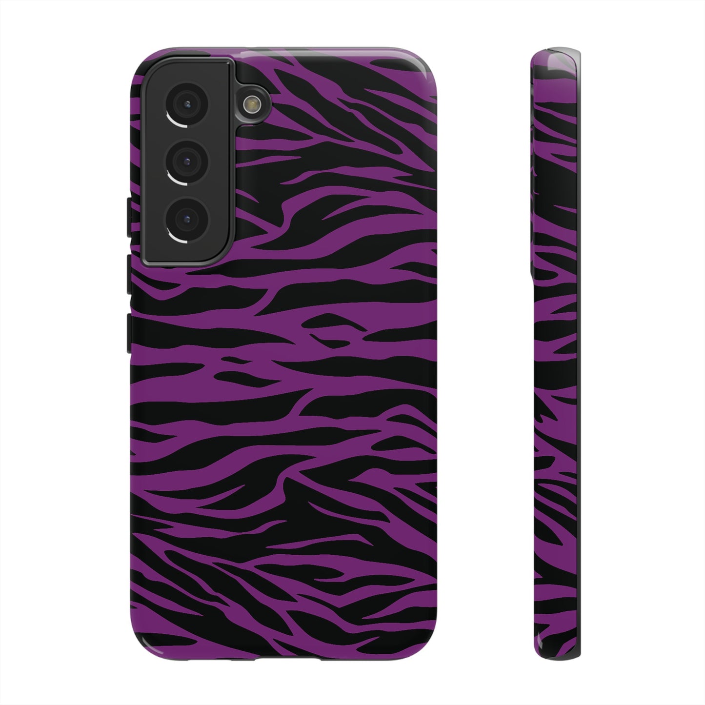 Purple Black Tiger print tough phone case, Phone Case, JSCHAFFA.com