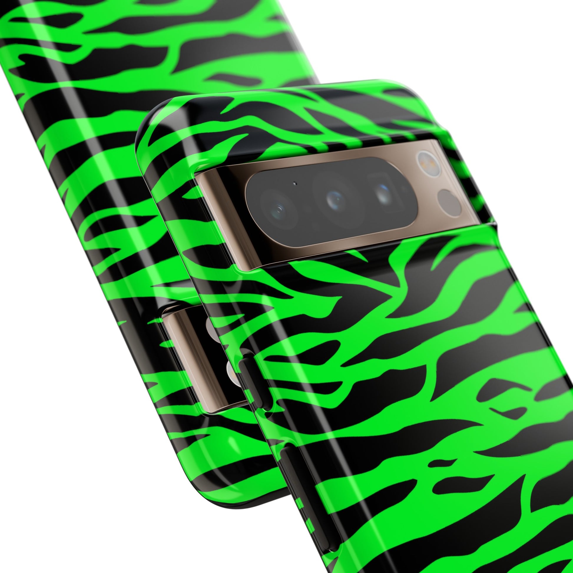 Green Cute Wild Tiger Print Pattern Tough Phone Case, Phone Case, JSCHAFFA.com