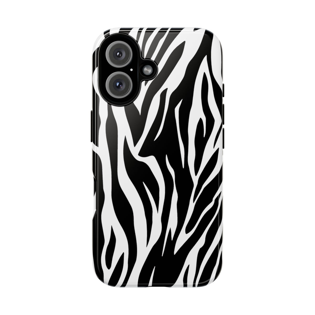 Black White Tiger Print Tough Case Cover for iPhone Samsung and Google phones.