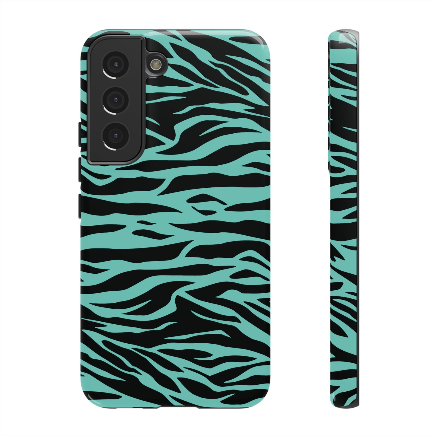 Aqua Cute Wild Tiger Print Pattern Tough Phone Case, Phone Case, JSCHAFFA.com