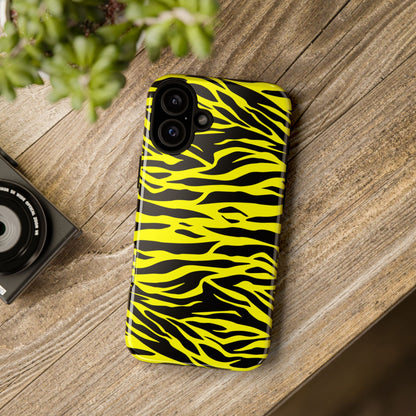 Yellow Cute Wild Tiger Print Pattern Tough Phone Case