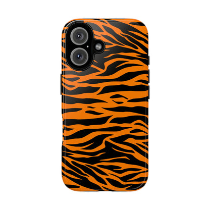 Orange Cute Wild Tiger Print Pattern Tough Phone Case.