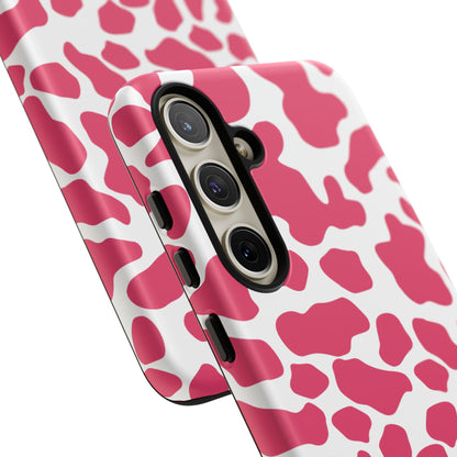 Pink Cow Print Cellphone Case iPhone Samsung Google, Phone Case, JSCHAFFA.com