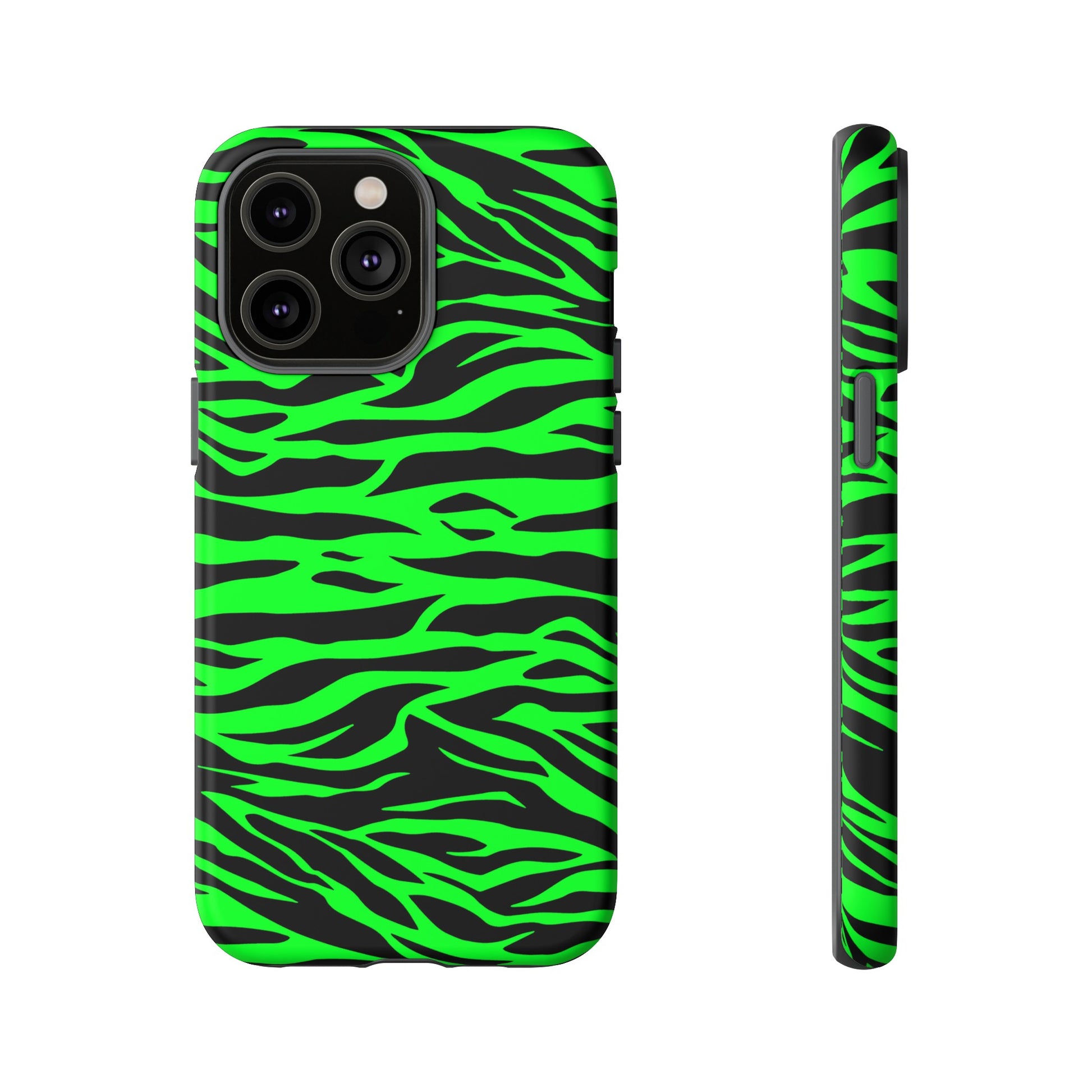 Green Cute Wild Tiger Print Pattern Tough Phone Case, Phone Case, JSCHAFFA.com