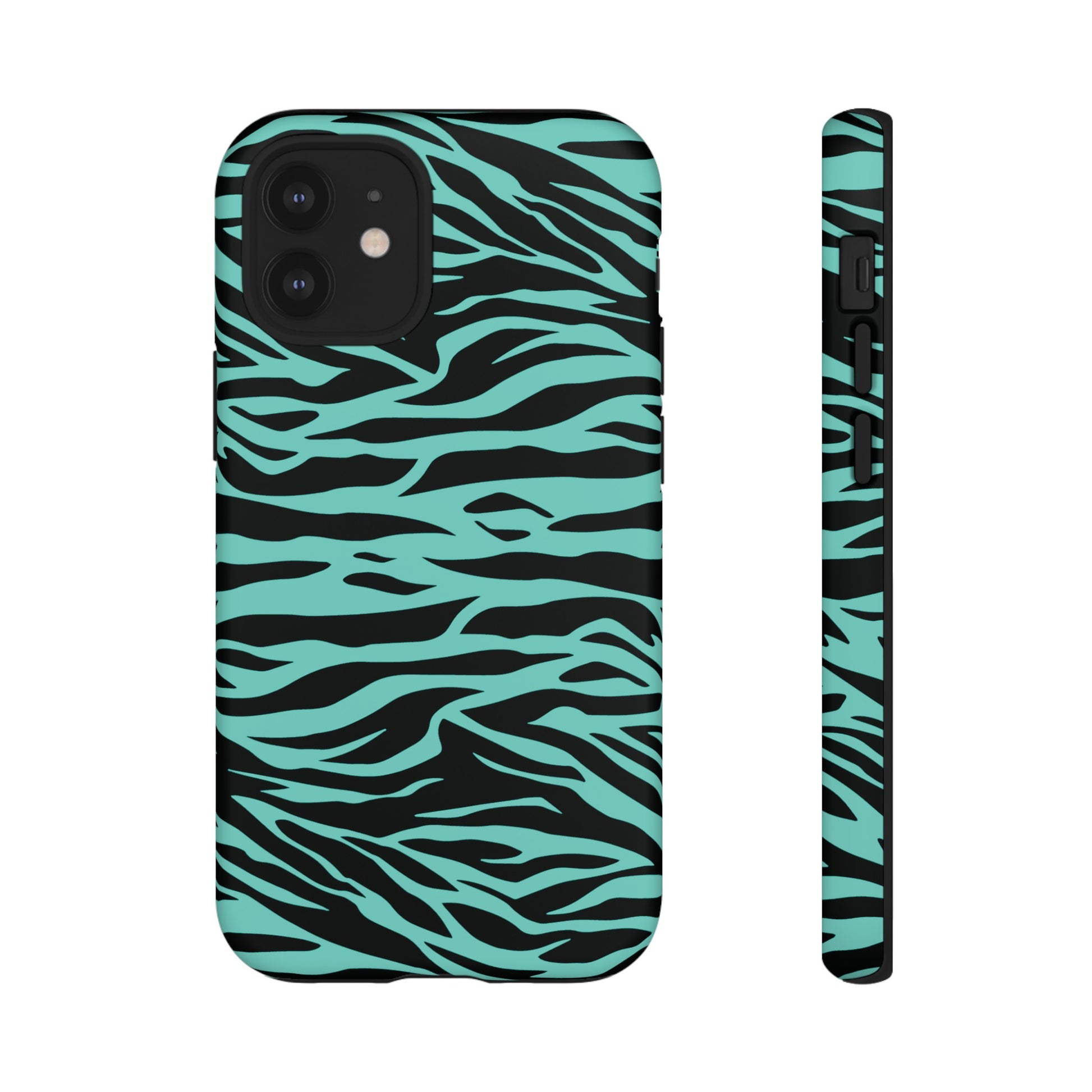 Aqua Cute Wild Tiger Print Pattern Tough Phone Case, Phone Case, JSCHAFFA.com