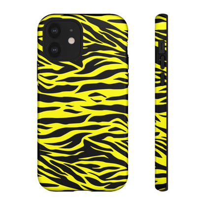 Yellow Cute Wild Tiger Print Pattern Tough Phone Case