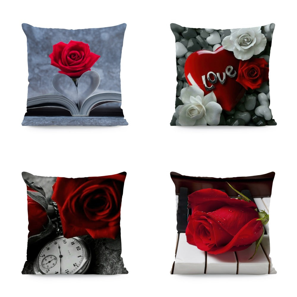 Red Roses Love Super Soft Square Pillow and Cover with Flower Print JSCHAFFA