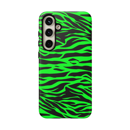 Green Cute Wild Tiger Print Pattern Tough Phone Case, Phone Case, JSCHAFFA.com