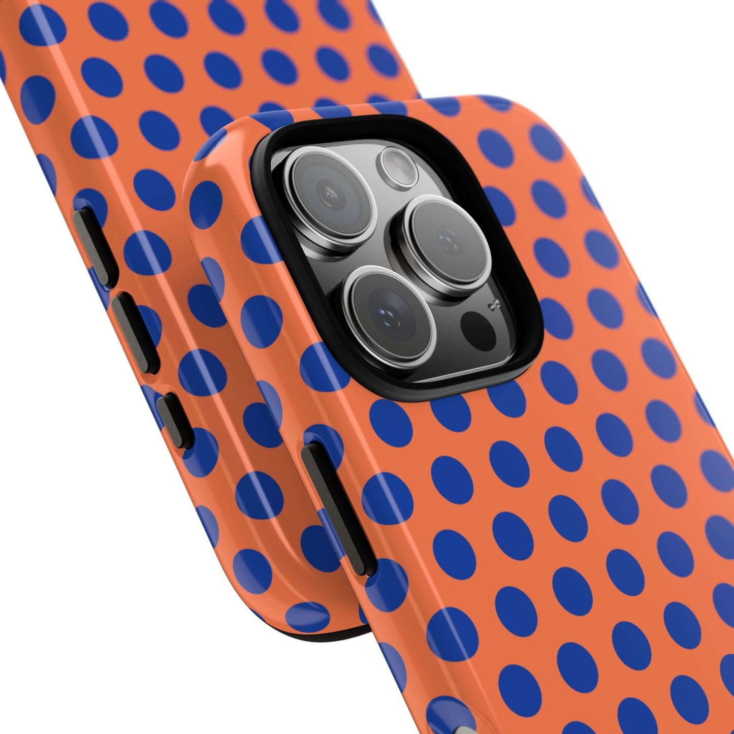 Orange & Blue Polkadot Tough Phone Case for iPhone, Samsung, and Google Phones