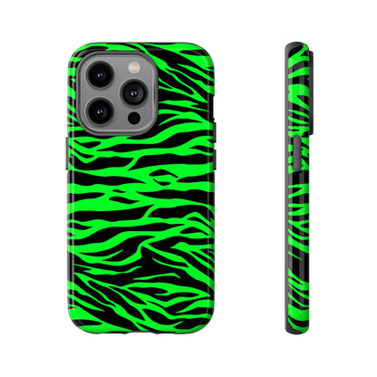 Green Cute Wild Tiger Print Pattern Tough Phone Case, Phone Case, JSCHAFFA.com