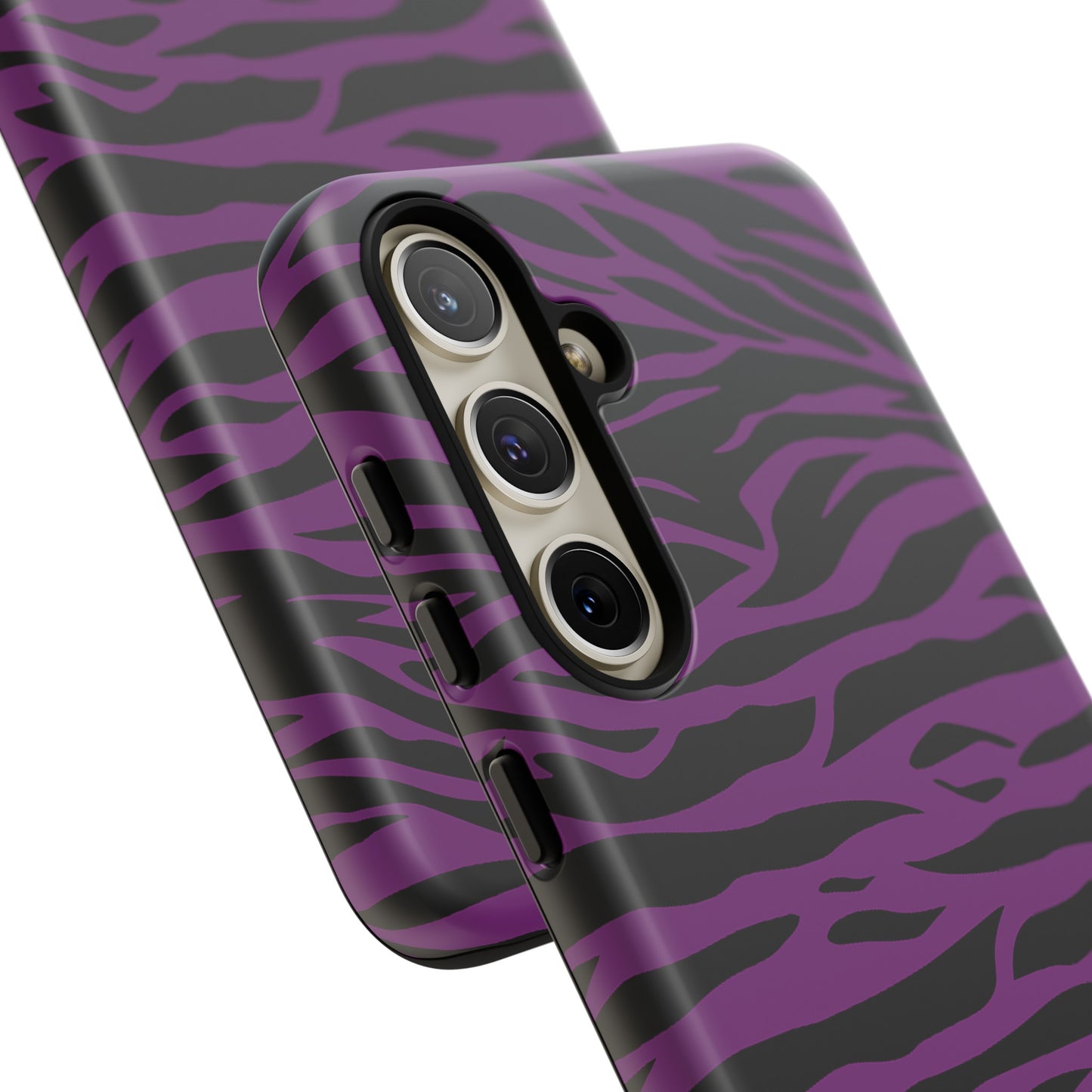 Purple Black Tiger print tough phone case, Phone Case, JSCHAFFA.com