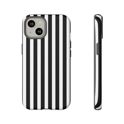 Black White Horizontal Stripe Phone Case Cover, iPhone, Samsung Galaxy S24, and Google Pixel Phones