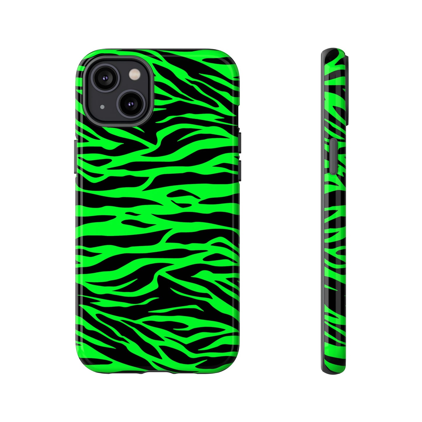 Green Cute Wild Tiger Print Pattern Tough Phone Case, Phone Case, JSCHAFFA.com